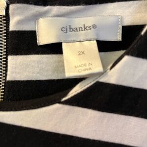 CJ Banks Black and White Striped Dress